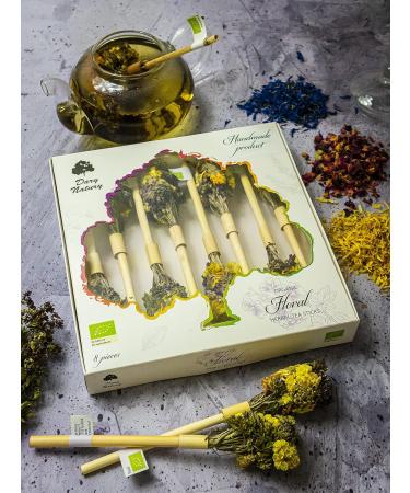 Organic Herbal Tea Sticks Floral - Leaf Handmade Bio Product Gift Set Natural Premium Quality - Buy Online on SooperMarket.com
