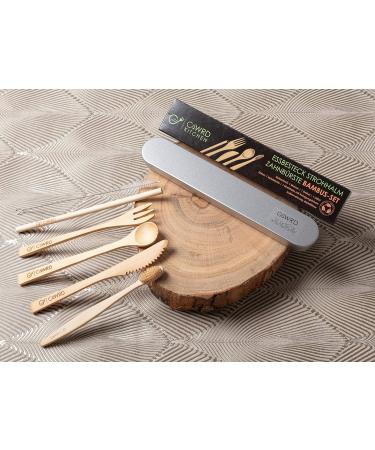 C4wrd Reusable 6-Piece Bamboo Cutlery Set in Metal Tin | Eco-Friendly Travel Utensils for On-the-Go Dining - Buy Online on SooperMarket.com