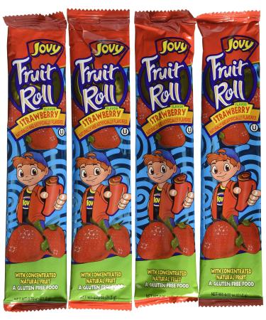0.75oz Jovy Fruit Roll Snack, Strawberry (4 Packets Per Order)