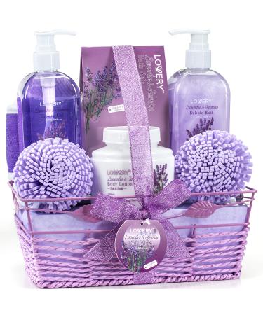 Fathers Day Gifts  Spa Gift Baskets For Women - Bath and Body Gift Basket For Women and Men   Lavender and Jasmine Home Spa Set with Body Lotions  Bubble Bath  Bath Salt and Much More  Birthday Gift
