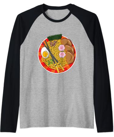 Anime Japanese Ramen Noodle Foodie Raglan Baseball Tee