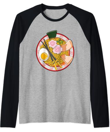 Anime Japanese Ramen Noodle Life Foodie Raglan Baseball Tee