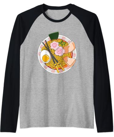 Kawaii Japanese Ramen Noodle Life Raglan Baseball Tee