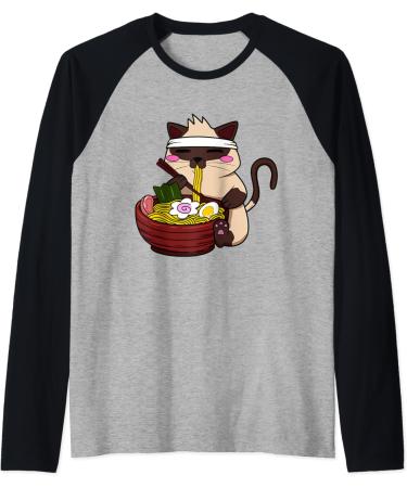 Anime Siamese Ramen Japanese Ramen Life Noodle Raglan Baseball Tee