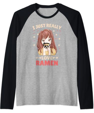 I just really love Ramen Anime Otaku Japanese Noodles Lover Raglan Baseball Tee