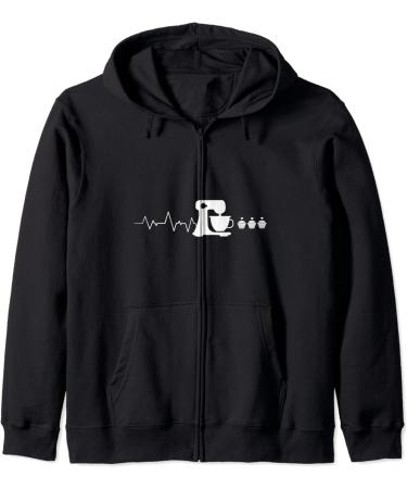 Baking Heartbeat I Funny Pastry Gift I Baker Baking Zip Hoodie