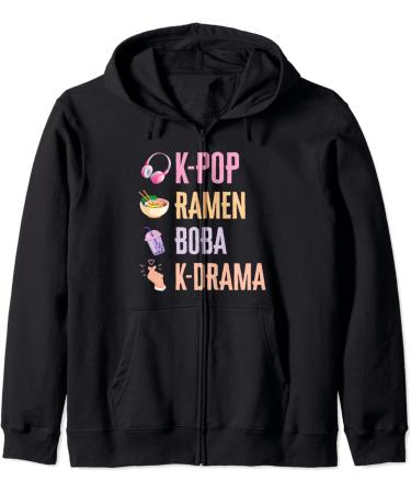 K-Pop Ramen Bubble Tea Boba Japanese Noodles Bowl Kpop Gift Zip Hoodie