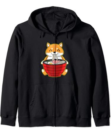 fox ramen kawaii foxes Japanese noodles Zip Hoodie