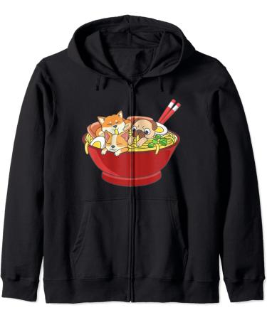 Anime Japanese Dog Ramen Kawaii Ramen Noodle Life Zip Hoodie