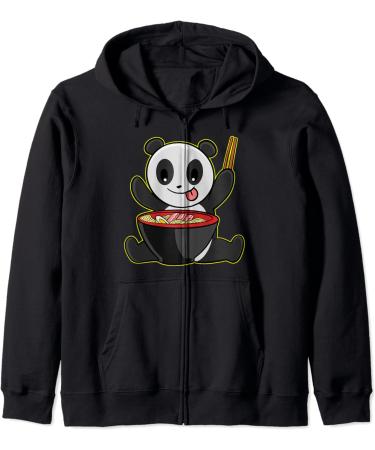 Panda Ramen Kawaii Pandas Japanese Noodles Zip Hoodie