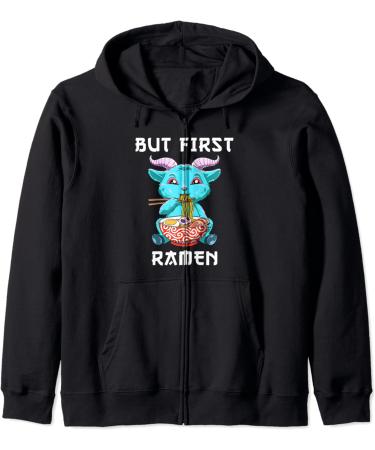 But First Ramen Baphomet Noodle Soup Zip Hoodie