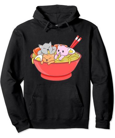 Anime Japanese Cat Ramen Kawaii Ramen Noodle Life Pullover Hoodie