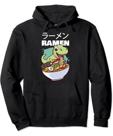 Kawaii Dino T-Rex eating Japanese Soup Ramen Noodle Pullover Hoodie