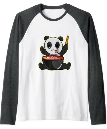 Panda Ramen Kawaii Pandas Japanese Noodles Raglan Baseball Tee