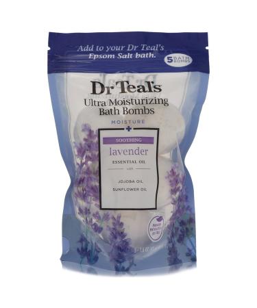 Dr Teal's Ultra Moisturizing Bath Bombs by Dr Teal's Five (5) 1.6 oz Moisture Soothing Bath Bombs with Lavender Essential Oils Jojoba Oil Sunflower Oil (Unisex) 1.6 oz for Men