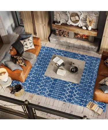 JONATHAN Y Moroccan HYPE Boho Vintage Diamond Indoor Area 5 X 8 - Blue/White - Buy Online on SooperMarket.com