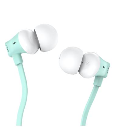 Vogek Earbud Tangle-Free Flat Cord Ergonomic in-Ear Headphones - Mint Green