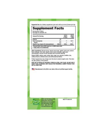 Hero Nutritionals Yummi Bears Vitamin D3 Gummies - 60 Count | Delicious & Effective - Buy Online on SooperMarket.com