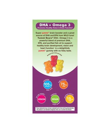 Hero Nutritionals Yummi Bears DHA + Omega 3 - 90 Tasty Gummies for Kids - Buy Online on SooperMarket.com