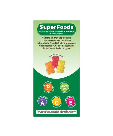 Hero Nutritionals Yummi Bears SuperFoods Fruits+Veggies - 90 Gummies for Kids' Health - Buy Online on SooperMarket.com