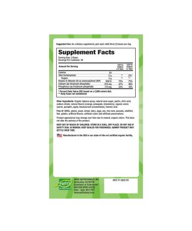 Hero Nutritionals Yummi Bears Vegetarian Calcium & Vitamin D3 - 90 Gummies for Kids - Buy Online on SooperMarket.com