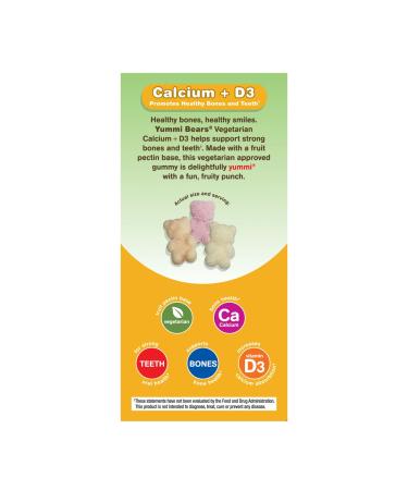 Hero Nutritionals Yummi Bears Vegetarian Calcium & Vitamin D3 - 90 Gummies for Kids - Buy Online on SooperMarket.com