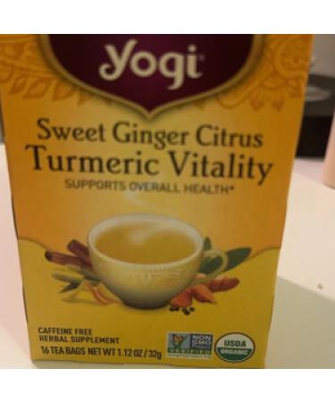 Yogi Tea Sweet Ginger Citrus Turmeric Vitality Caffeine Free 16 Tea Bags 1.12 oz (32 g)