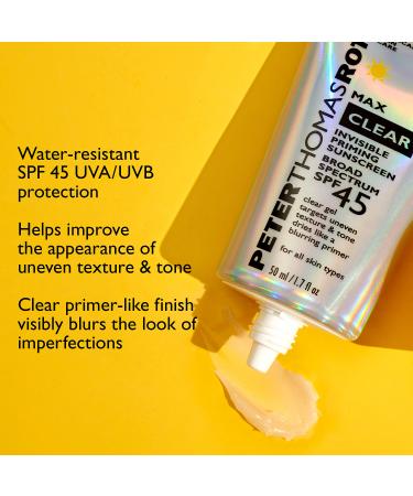 Shop Peter Thomas Roth Max Clear Invisible Priming Sunscreen Broad Spectrum SPF 45 - 1.7 oz/ 50 mL Online - Best Price & International Shipping - Buy Online on SooperMarket.com