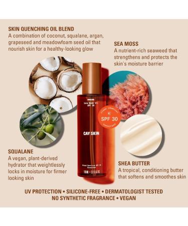 Shop CAY SKIN Isle Body Oil Sunscreen SPF 30 with Sea Moss and Squalane - 3.7 oz / 110 mL Online - Best Price & International Shipping - Buy Online on SooperMarket.com