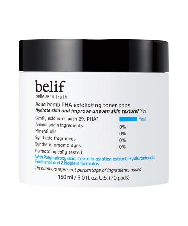 belif Aqua Bomb PHA Exfoliating Toner Pads - 5 oz / 70 Pads