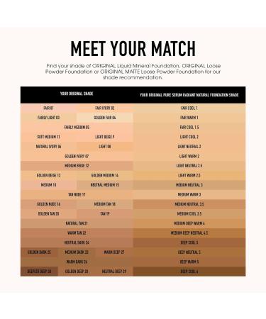 Shop bareMinerals Original Pure Serum Radiant Natural Liquid Foundation Mineral SPF 20 - 1 oz / 30 ml Deep Cool 5 - Deep cool skin with a red hue Online - Best Price & International Shipping - Buy Online on SooperMarket.com