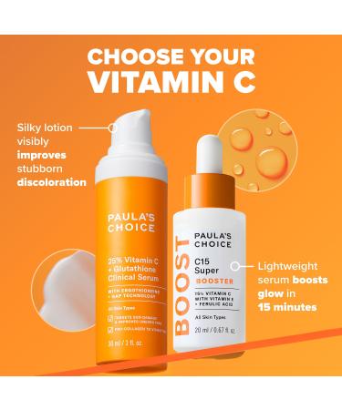 Shop Paula's Choice 25% Vitamin C + Glutathione Clinical Serum for Brightening and Discoloration	 - 1 oz / 30 ml Online - Best Price & International Shipping - Buy Online on SooperMarket.com