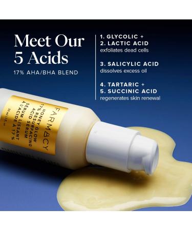 Shop Farmacy Honey Glow 17% AHA + BHA Resurfacing Acid Serum - 1 oz Online - Best Price & International Shipping - Buy Online on SooperMarket.com