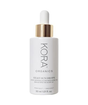 KORA Organics Silky Sun Drops Organic Sunscreen Serum with SPF 30 for Skin Barrier Repair - 1 oz / 30 ml