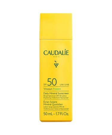 Caudalie Vinosun Protect Brightening Daily Mineral Face Sunscreen SPF 50 with Niacinamide - 1.7 oz / 50 ml