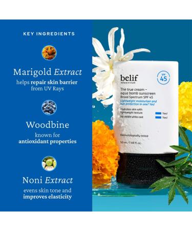 Shop belif The True Cream Aqua Bomb SPF 45 Korean Moisturizer Face Sunscreen						 Online - Best Price & International Shipping - Buy Online on SooperMarket.com