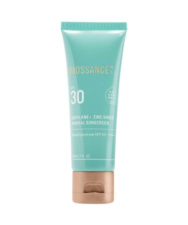 Biossance Squalane + Zinc Sheer Hydrating Mineral Face Sunscreen SPF 30 with Ectoin - 1.6 oz