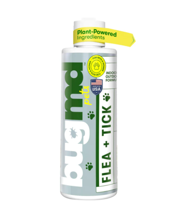 BugMD - Flea and Tick Concentrate (4 oz), Essential Oil-Based Formula, Controls Fleas, Ticks, Mites in Dogs, Cats, and Other Furred Animals, Spray on Pet Beds, Kennels Pack of 1