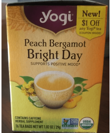 Yogi Tea - Peach Bergamot Bright Day Tea (4 Pack) - Supports Elevated Mood and Energy Levels - With Oolong and Green Tea Extract - Contains Caffeine - 64 Organic Tea Bags 16 Count (Pack of 4)