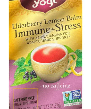 Yogi Tea - Elderberry Lemon Balm Immune and Stress Support (6 Pack) - With Ashwagandha For Adaptogenic Support - Caffeine Free - 96 Organic Herbal Tea Bags
