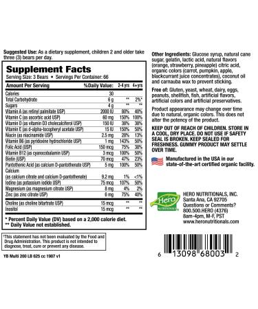 Hero Nutritionals Yummi Bears Complete Multi - 200 Gummies | Best Value & Nutritional Support - Buy Online on SooperMarket.com