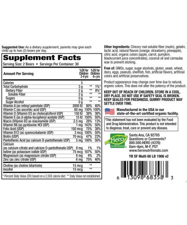 Hero Nutritionals Yummi Bears Sugar Free Multivitamins - 120 Gummies Value Size - Buy Online on SooperMarket.com