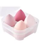 4ct Makeup Sponge Set for Liquid, Cream, and Powder Makeup - Pink Beauty Blender Sponges with Organizer - Buy Online on SooperMarket.com