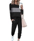 PRETTYGARDEN Women's Color Block 2 Piece Tracksuit Crewneck Long Sleeve Tops Long Sweatpants Outfits Lounge Sets Black Medium - Buy Online on SooperMarket.com