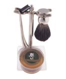 Colonel Ichabod Conk 4pc Chrome Shave Set - Badger Brush Razor Stand & Shaving Soap - Premium International Shipping - Buy Online on SooperMarket.com