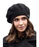 Braxton Wool Beret Hat - Warm Lined Crochet Angora Knit Berets - French Paris Hat for Women One Size Black - Buy Online on SooperMarket.com