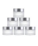 6 pieces empty glass cream can 30ml small travel cream can with screw cap leakproof refillable glass container round for lotions essential oils lip balm matt transparent - Buy Online on SooperMarket.com