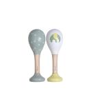 Kindsgut Wooden Rattles Set - 2 Musical Instruments for Babies | High-Quality Travel-Friendly Elephant & Triangle Design in Subtle Colors - Buy Online on SooperMarket.com