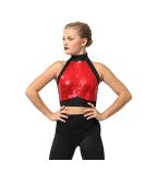 Red Sequin Crop Top Women's Dance Costume Medium - Just For Kix - Buy Online on SooperMarket.com