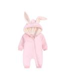 Kids Tales Newborn Baby Winter Romper | Cute Rabbit Ear Hood | 9-12 Months | Thick Fleece | Cozy Outfit - Buy Online on SooperMarket.com